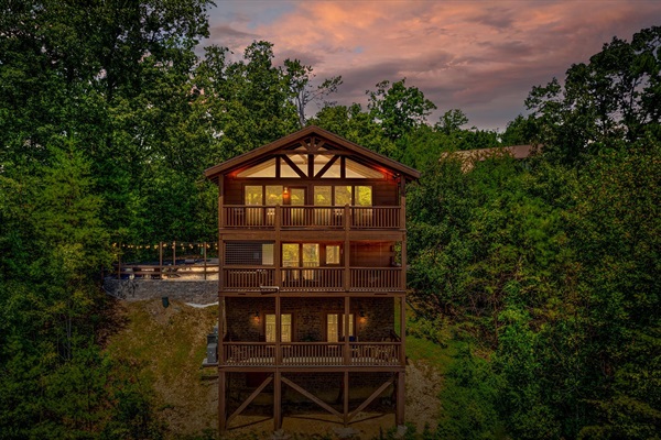 Three decks, endless views, and magical evening lights - your perfect spot to unwind.