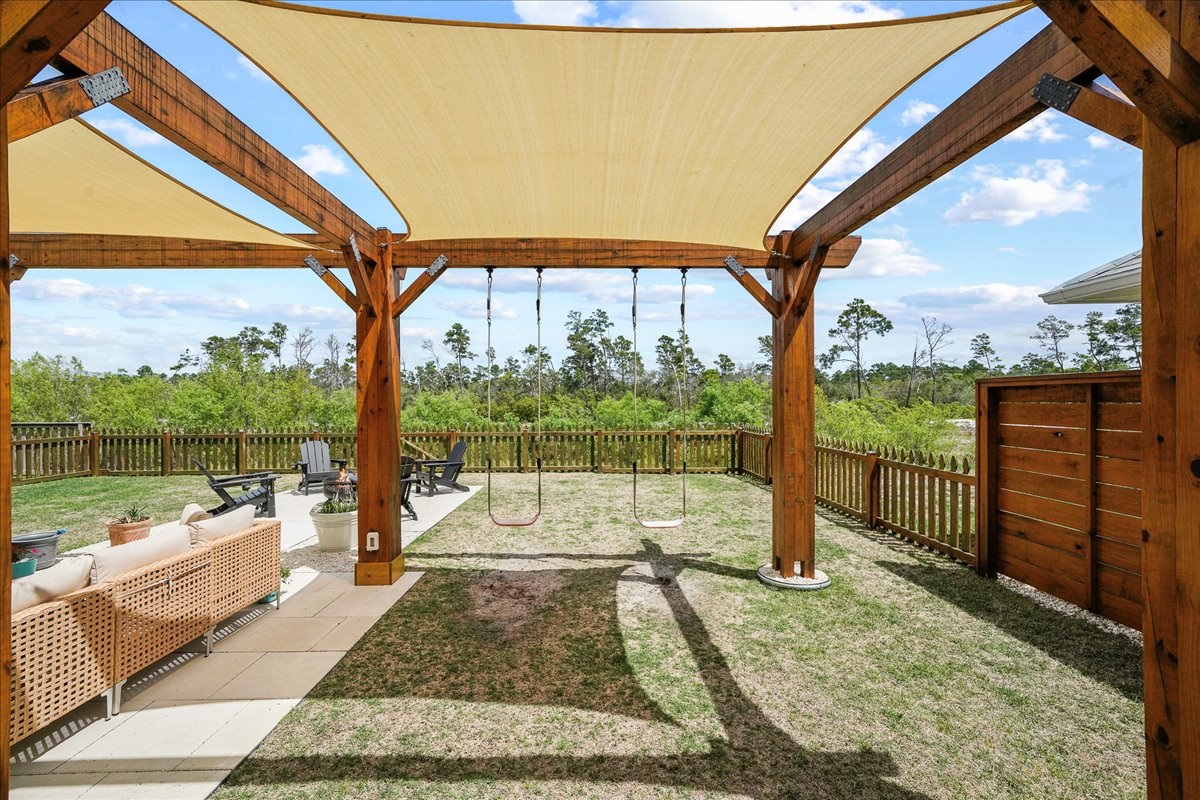 outdoor fun with a cozy swing set