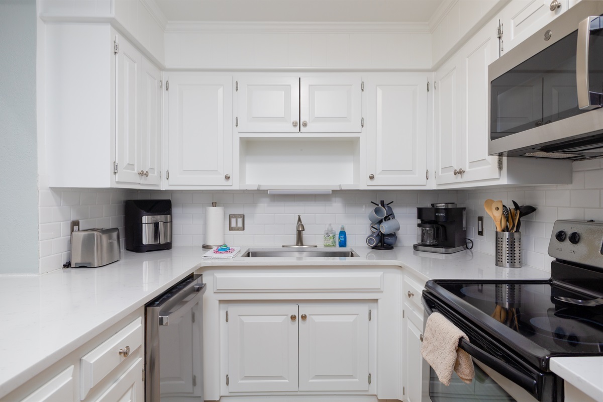 Functional and well stocked kitchen
