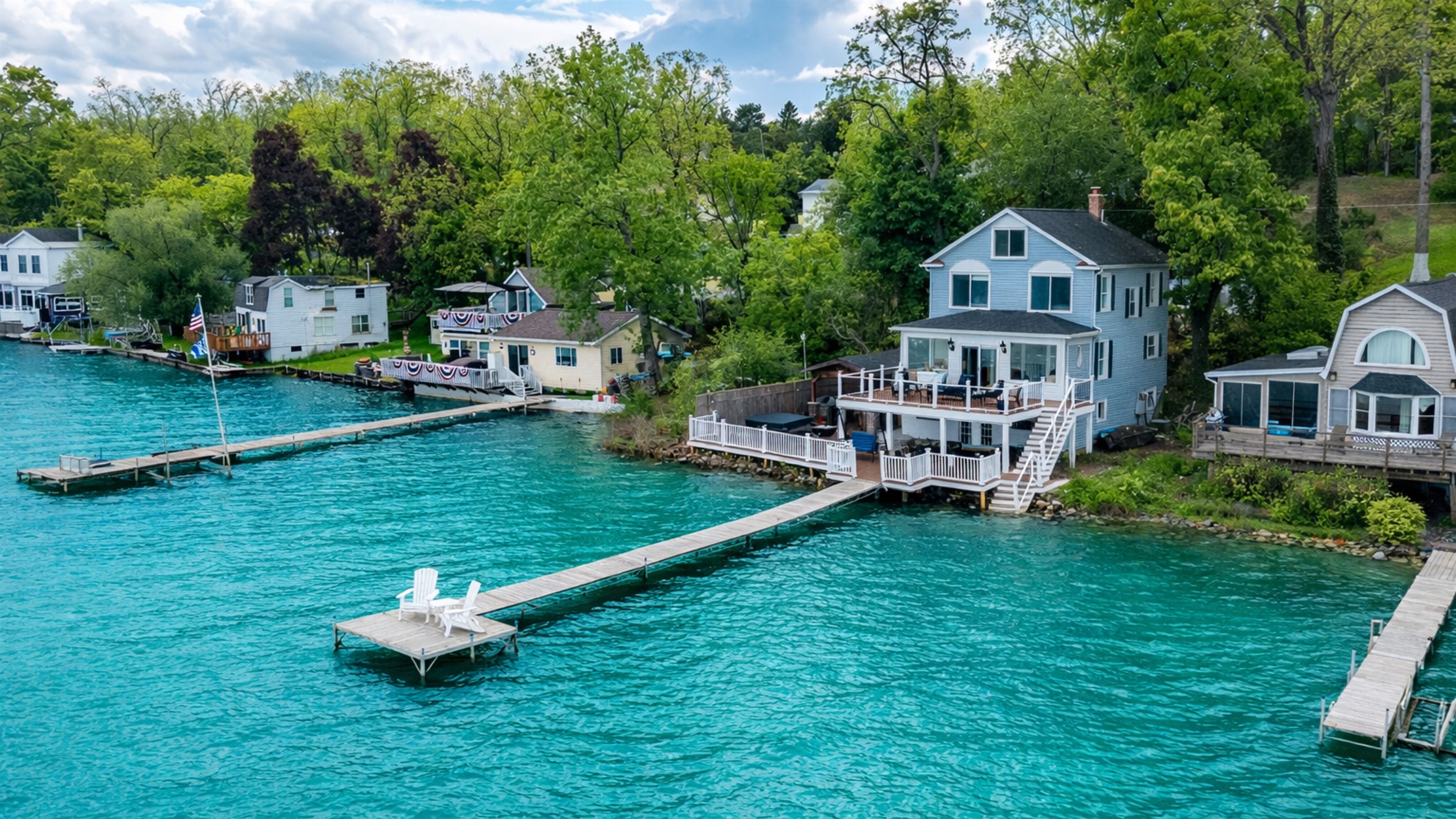 Stunning lakefront home with multi-level decks and a private dock—perfect for sunrise coffees and sunset cocktails 🌅🏡🚤