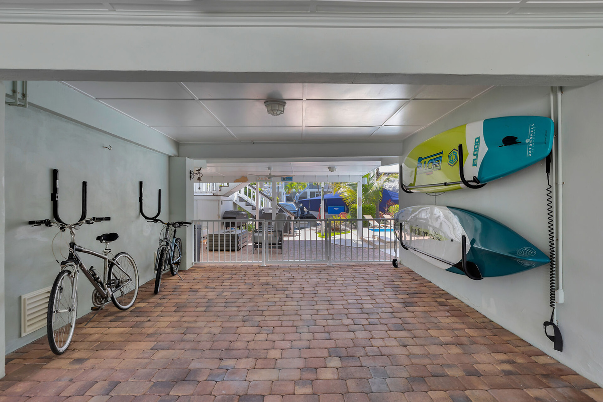 Bikes and paddle boards available for guest use