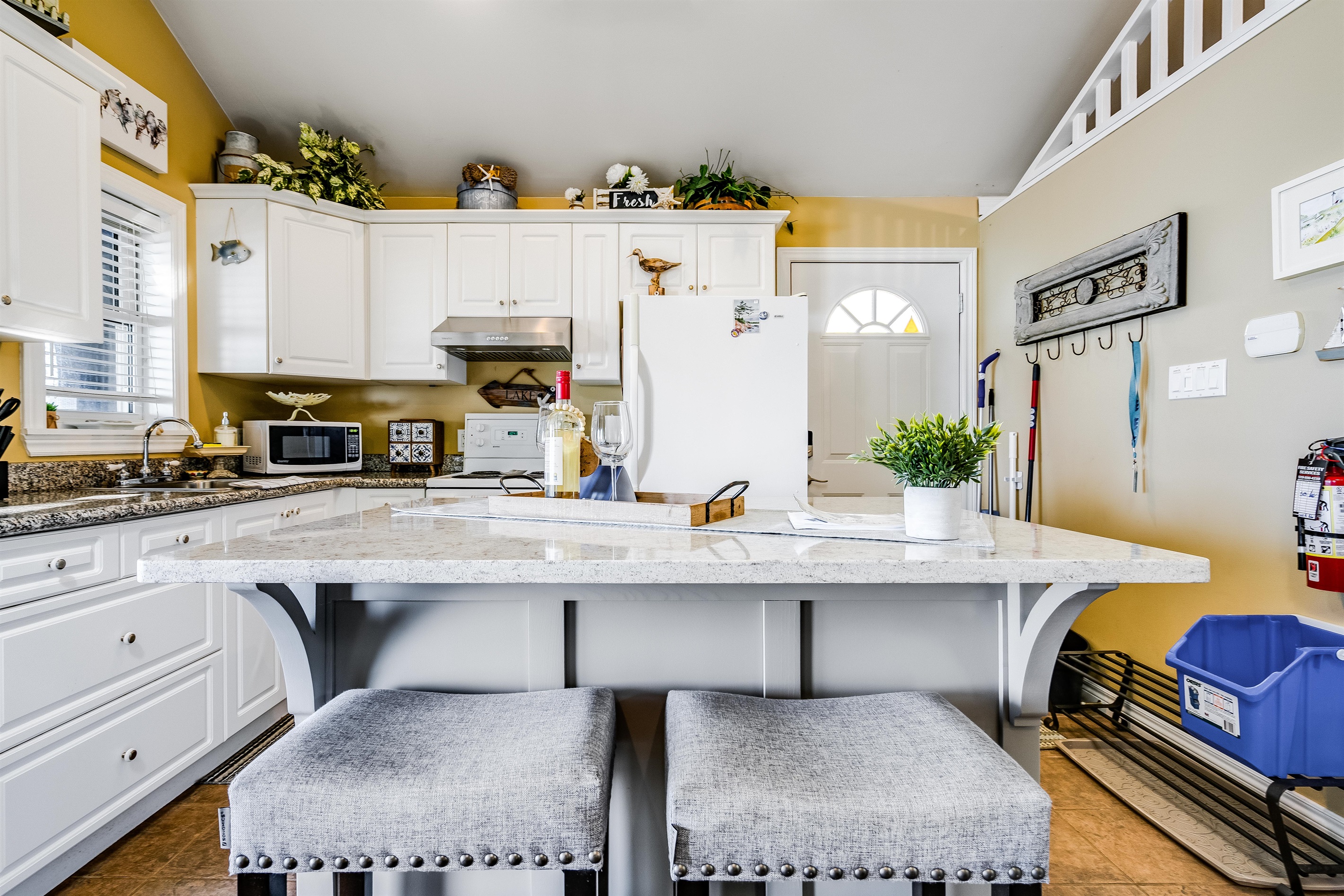 Kitchen with white accents  + Kitchen Island