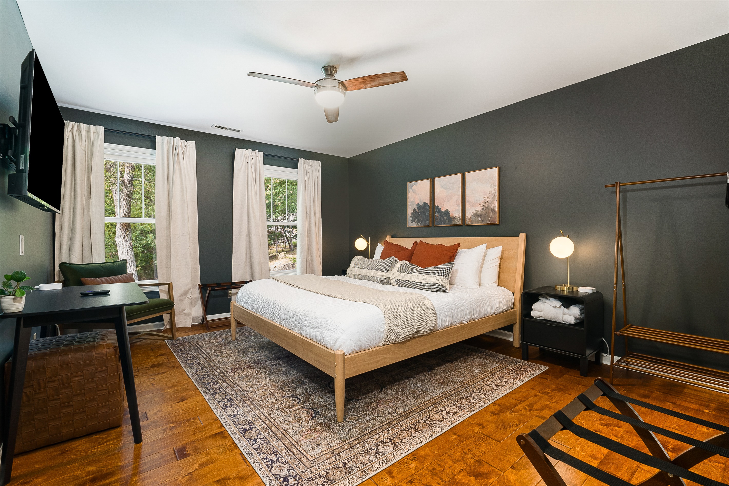 Serene and stylish, your private retreat with a king bed.