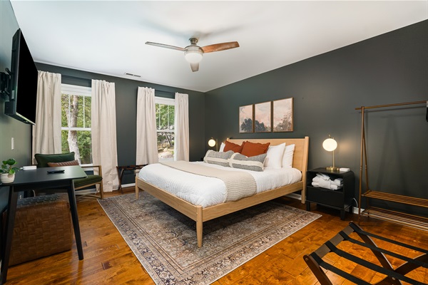 Serene and stylish, your private retreat with a king bed.