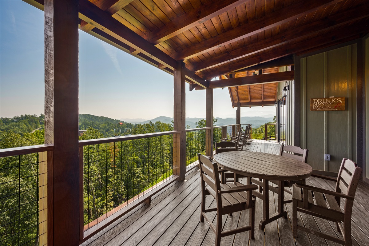 Main floor deck and view.  During the summer, you can see the Dollywood fireworks from here!