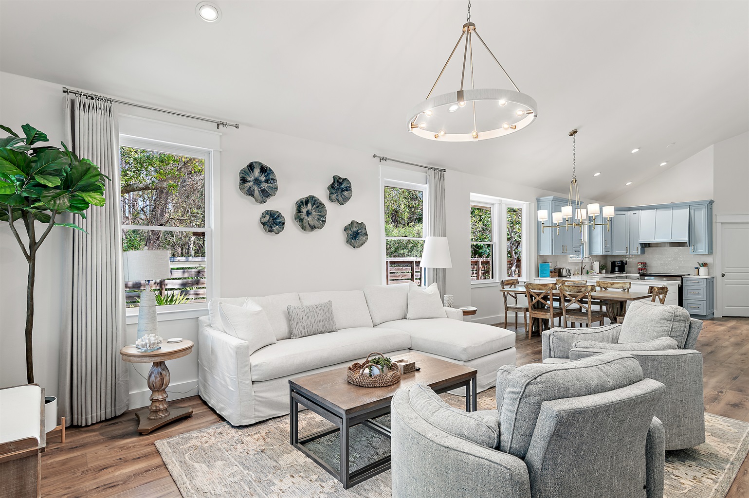 Bright, open living space with modern coastal décor