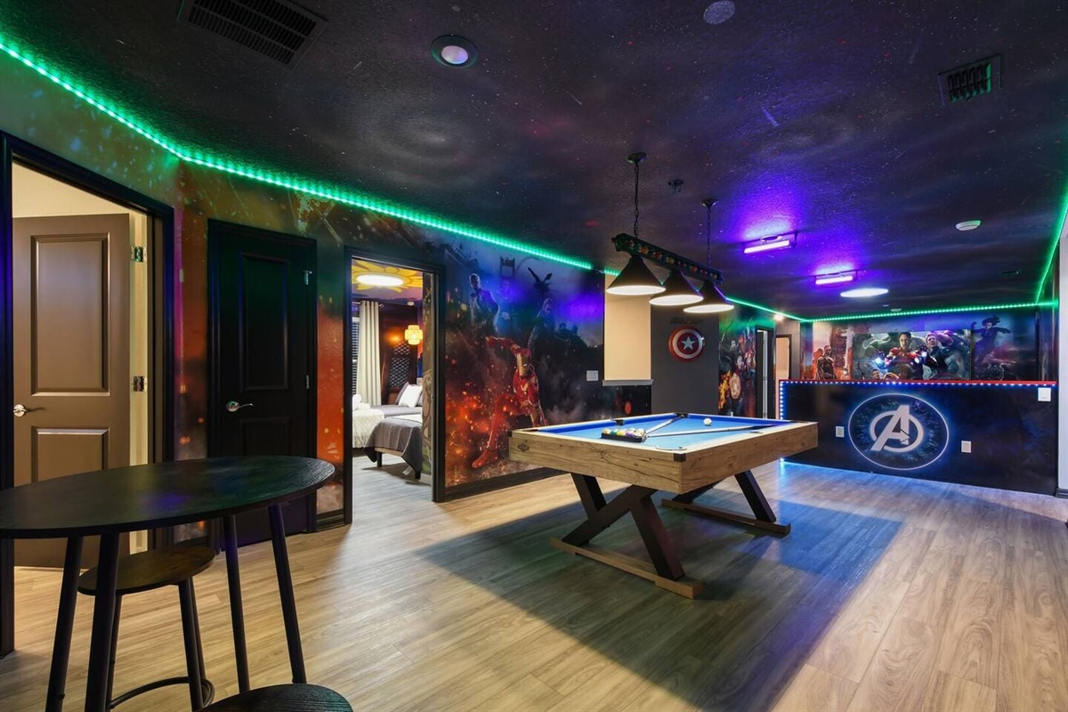 Immerse yourself in the ultimate Marvel-themed movie theater room, where epic design meets cinematic adventure!