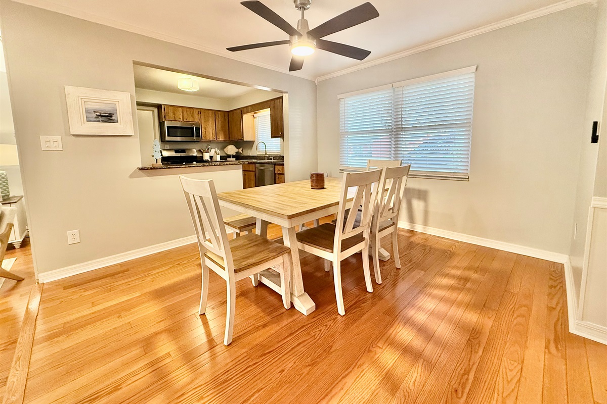 Perfectly positioned for convenience, enjoy meals just steps away from the kitchen and comfy living space.