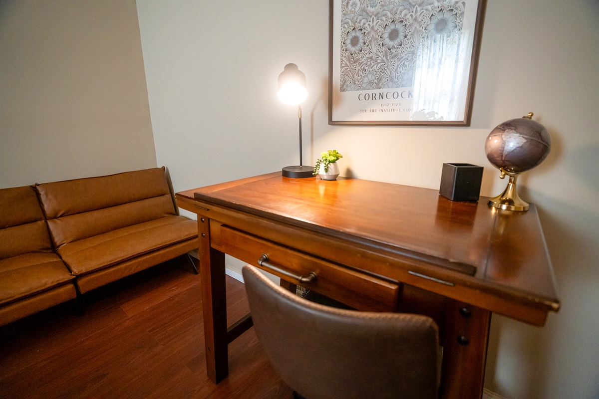 Quiet workspace in dining room