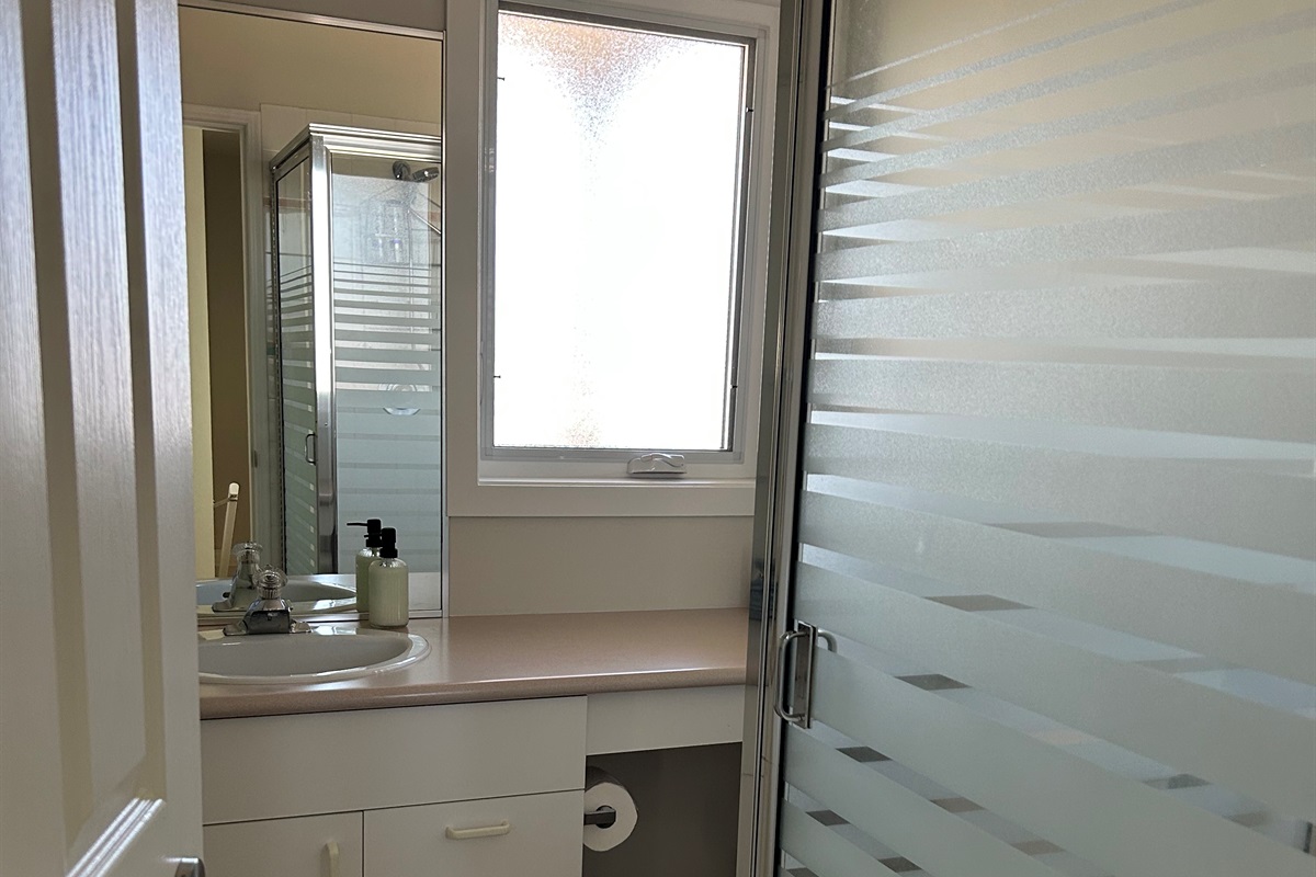 Shower & toilet on upper level
