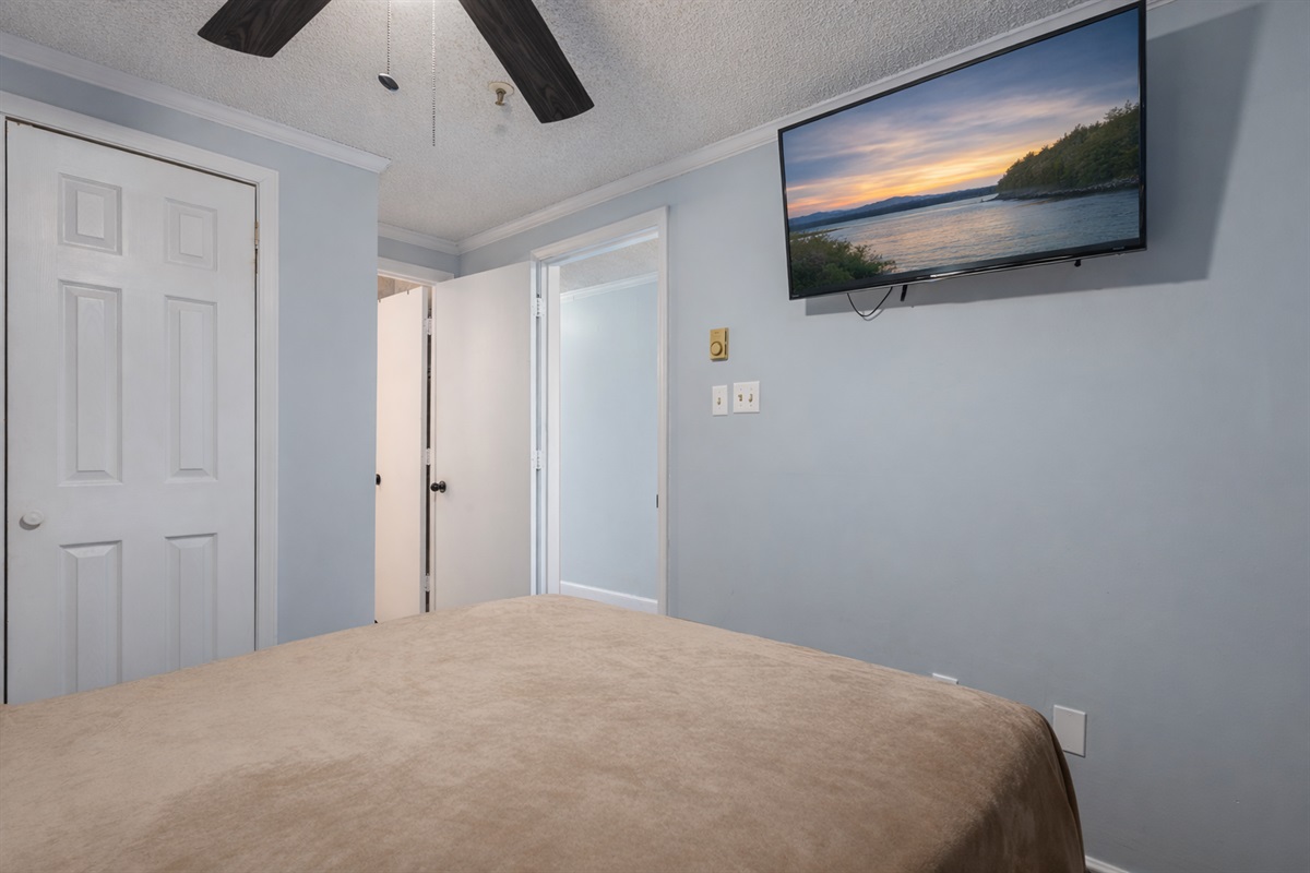 Get a great night's sleep in the comfortable queen-sized bed.