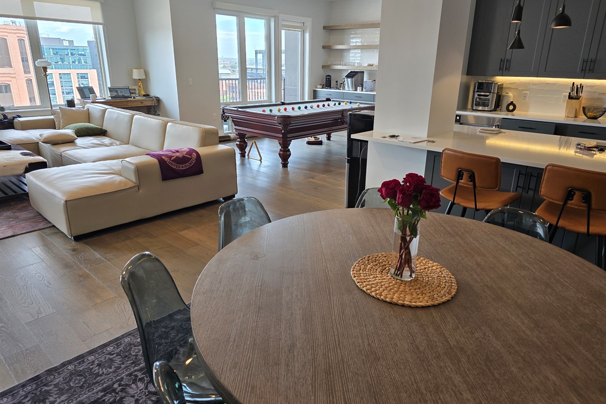 Open floor plan has everything connected