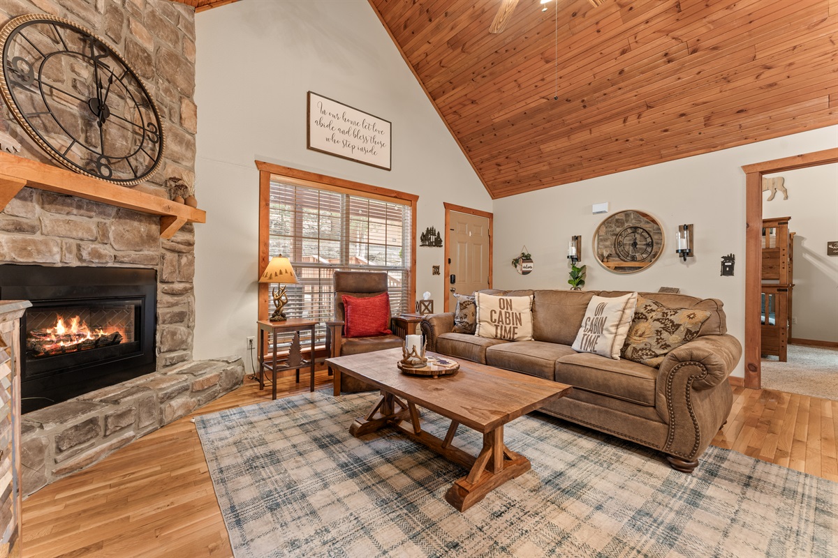 Living room with fireplace