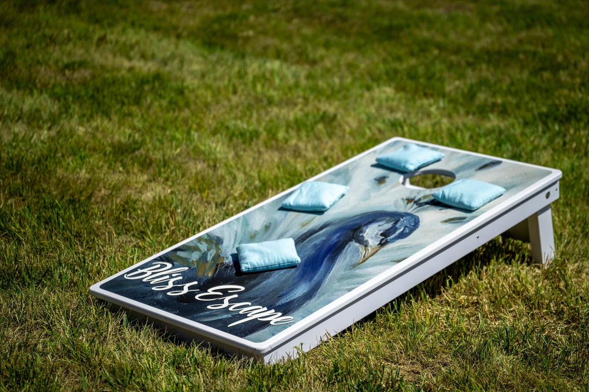 Even the corn hole set is carefully curated!