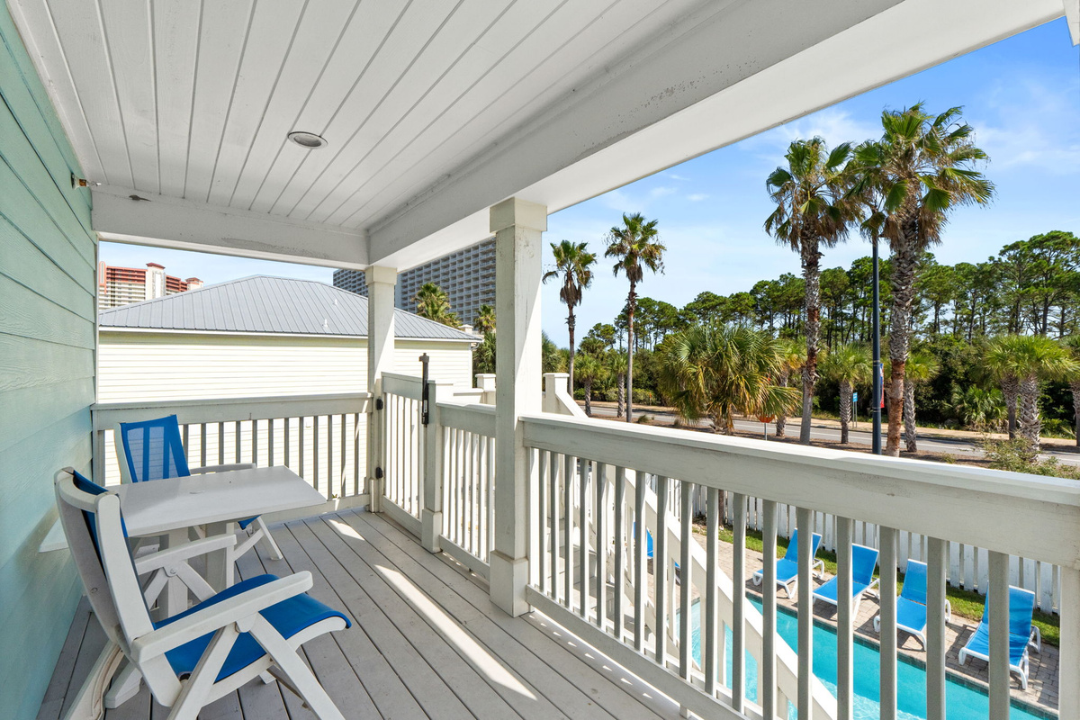 2nd floor master balcony facing pool