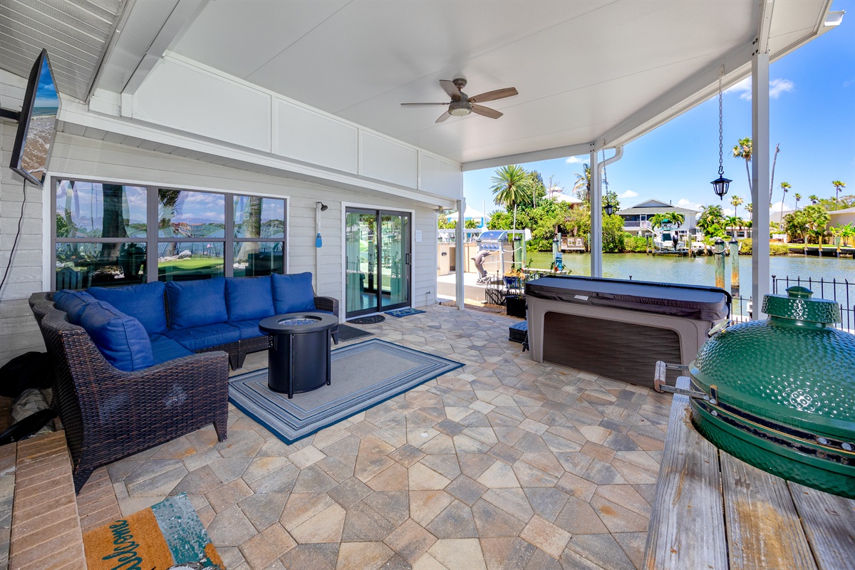 Relax in the shade of the covered patio