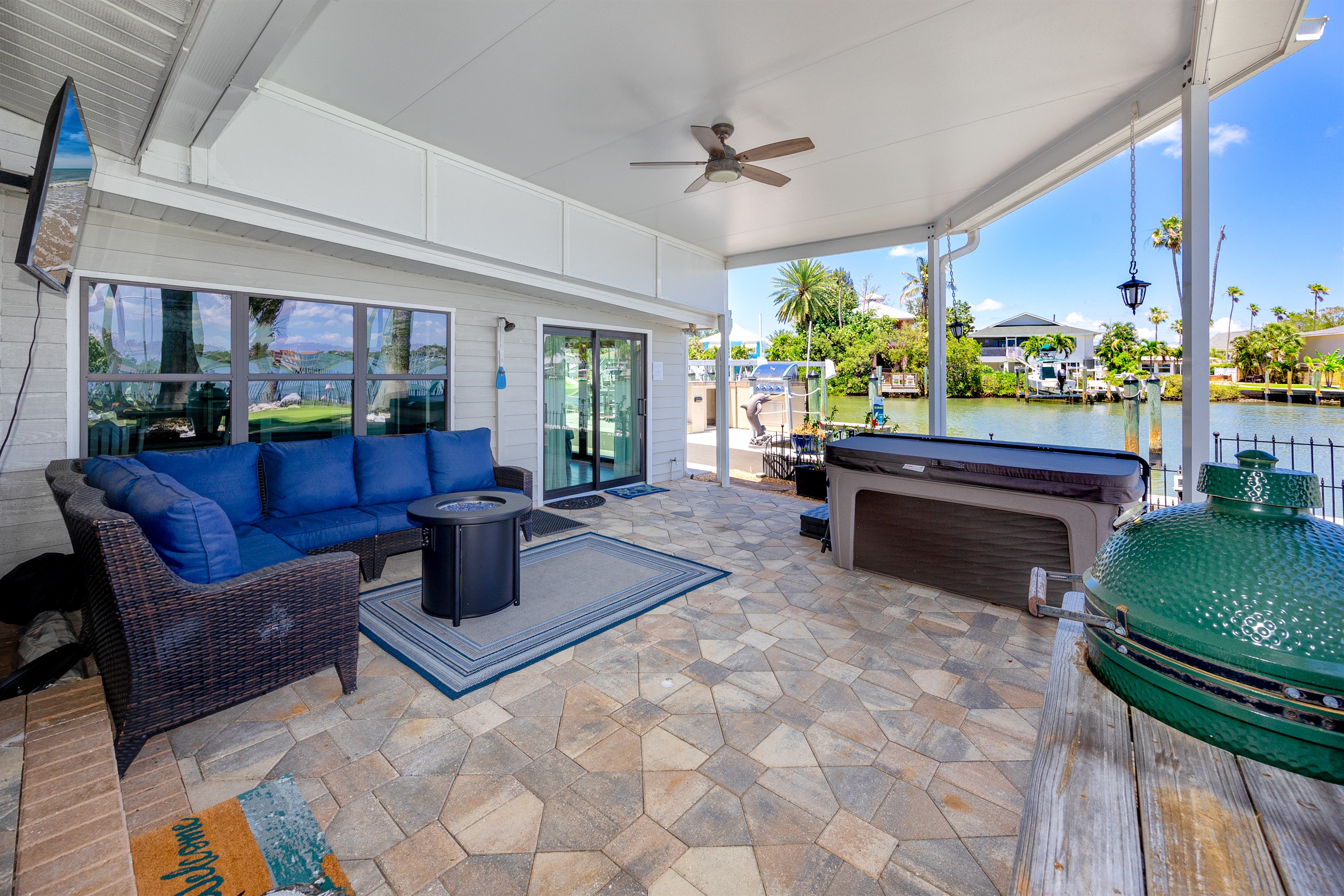 Relax in the shade of the covered patio