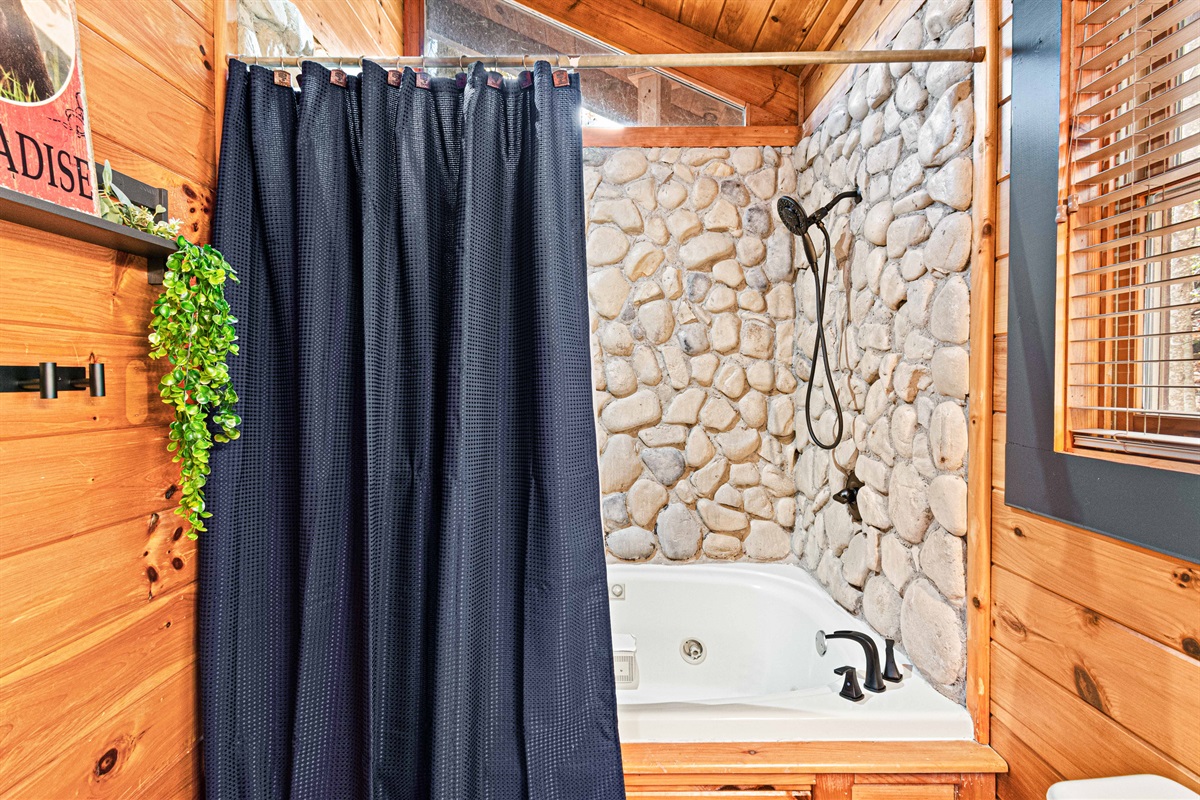Full shower and jacuzzi tub