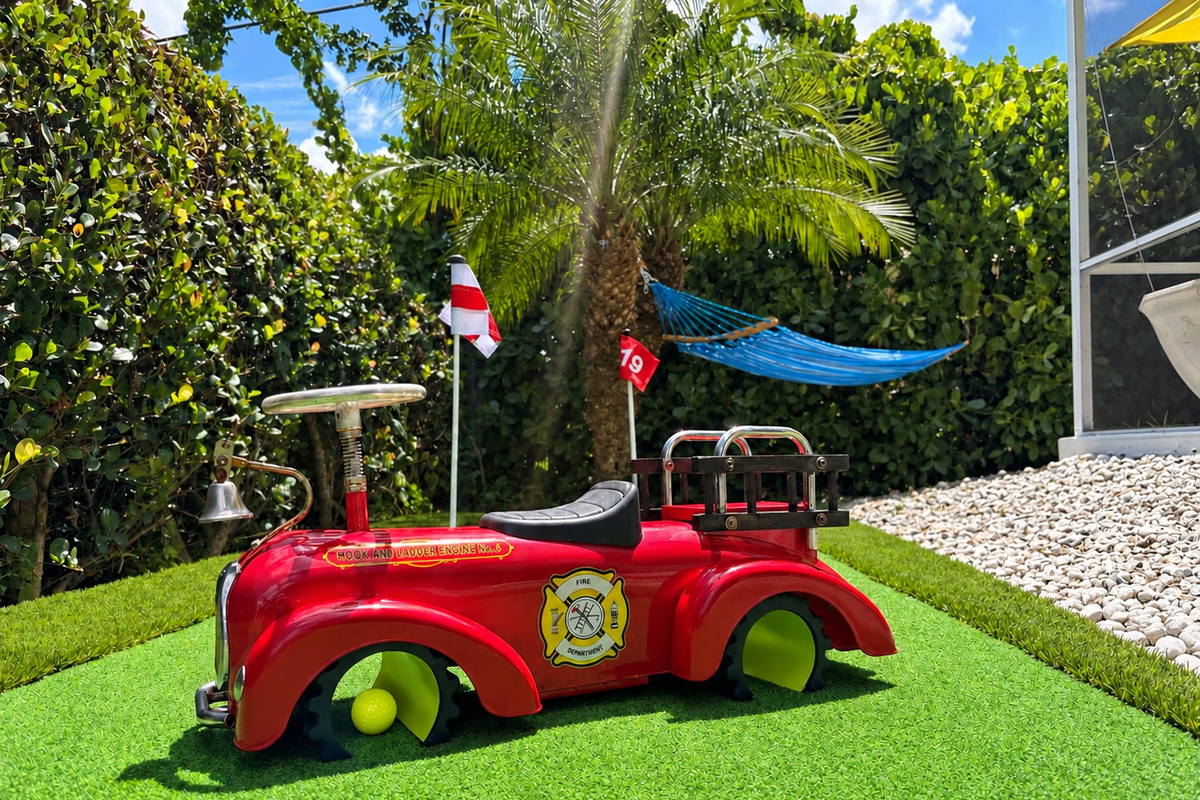A one-of-a-kind hole-in-one! Aim straight through the tires of our custom fire truck obstacle. It’s unique touches like this 4-hole mini-putt course that turn a standard vacation into unforgettable family memories. Please note, the 4th hole is the 19th!