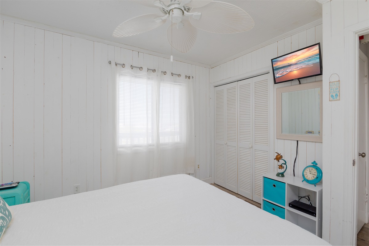 Master bedroom equipped for evening entertainment