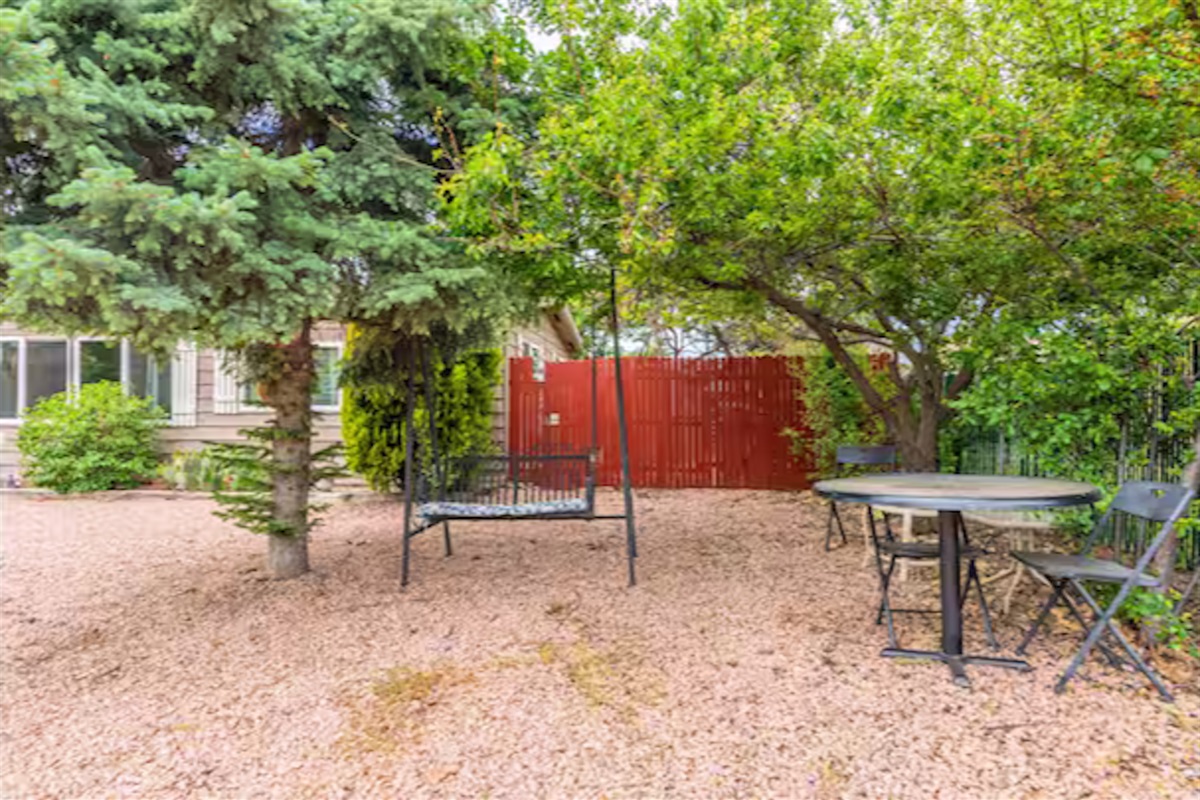 Savor morning coffee or peaceful stargazing in the cozy front yard.