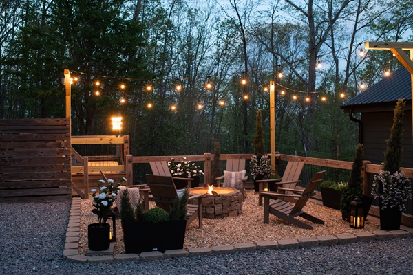 Fire Pit | Evenings by the fire under ambient string lights