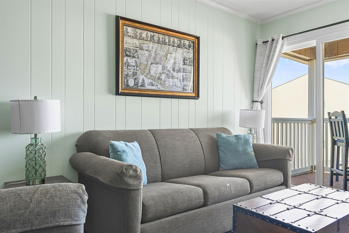 Living Room – Full-size sleeper sofa sleeps 2 more guests