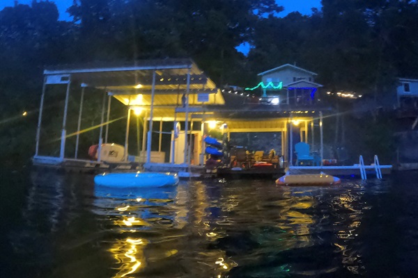 Private dock at night