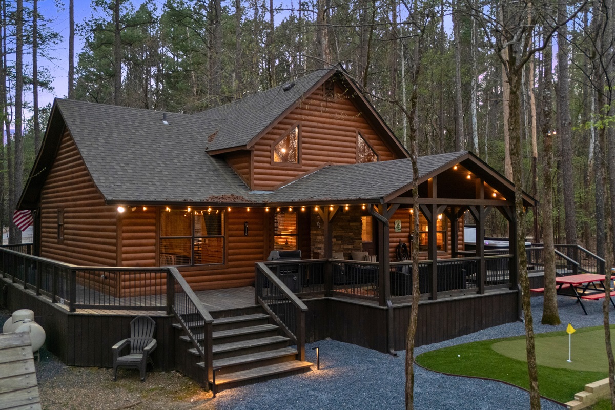 The back deck offers a welcoming first impression, setting the tone for a comfortable and enjoyable stay.