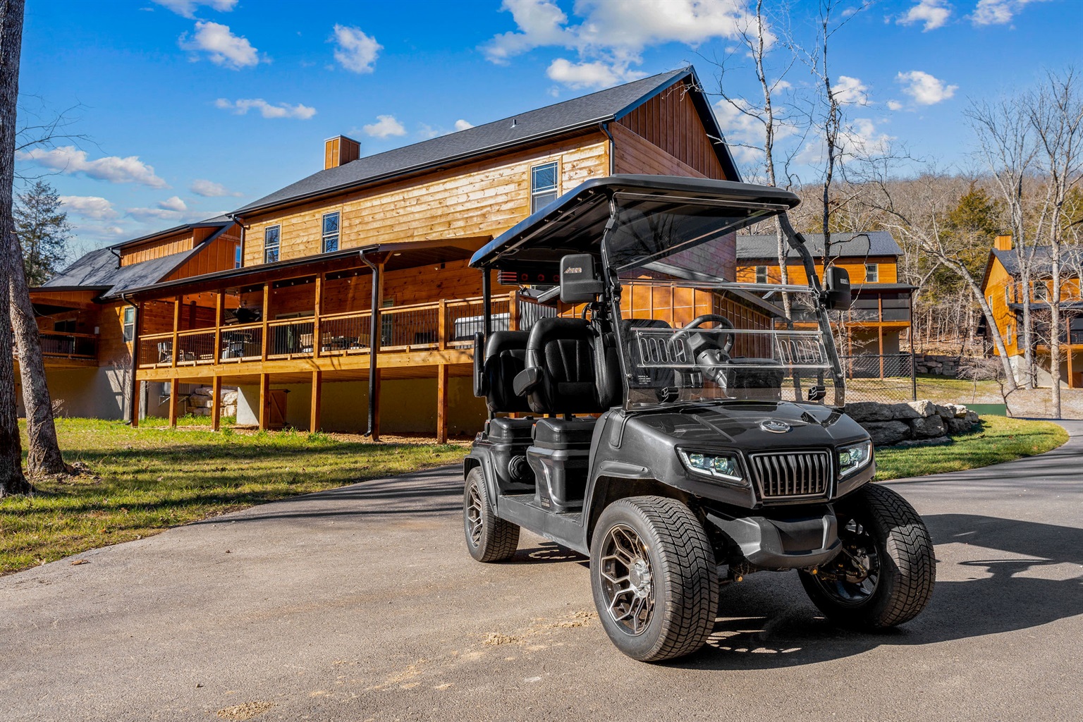 Golf cart is included and ready for adventure! No need to rent one from Tall Timbers. It's perfect for zooming to the pool, general store, hiking trails, fishing lakes and more!