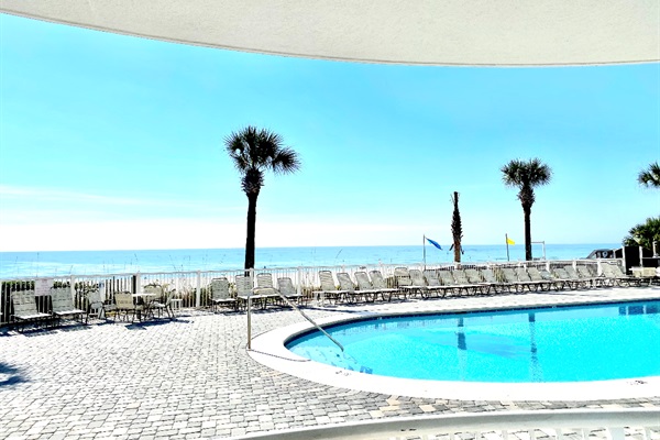 View of pool and Gulf from the balcony