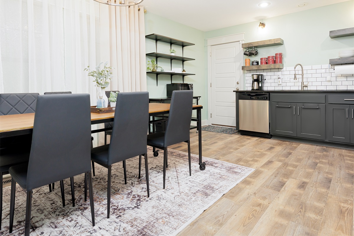Eat-in dining area offering a welcoming setting for shared meals or productive work sessions.