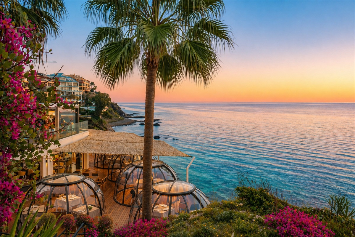 Las Yucas Beach Club, Benalmádena – One of Benalmádena’s most iconic seaside spots, perfect for sunset drinks and Mediterranean dining by the sea.