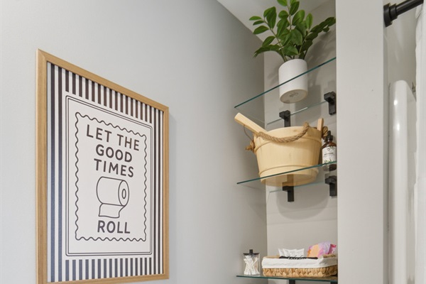 Luxury hotel amenities included: two robes, two pairs of slippers, sauna bucket, eucalyptus oils, make up clothe, travel size toiletries, feminine products, and soft towels.