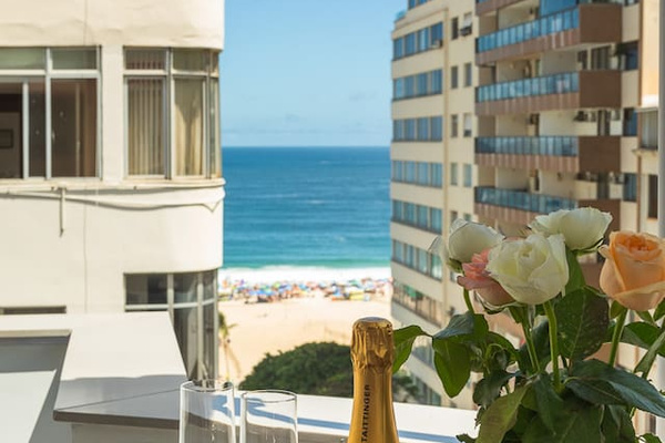 Small view of beach from large terrace.  Only steps to Copacabana beach!