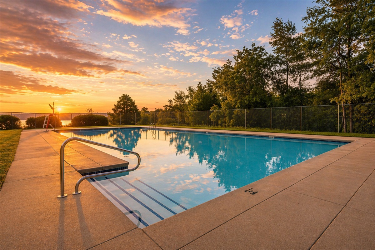 Golden skies over the Towamensing Trails community pool. Summer doesn't get better than this!