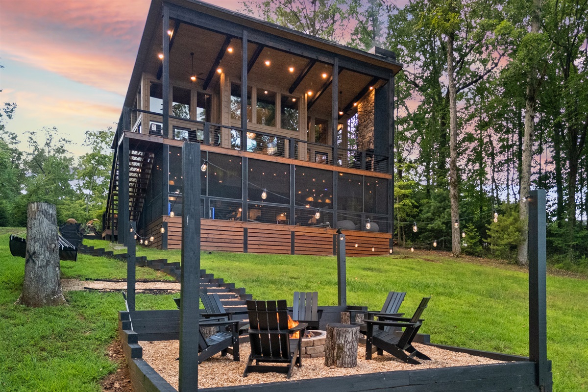Toast marshmallows as golden skies sizzle into night.