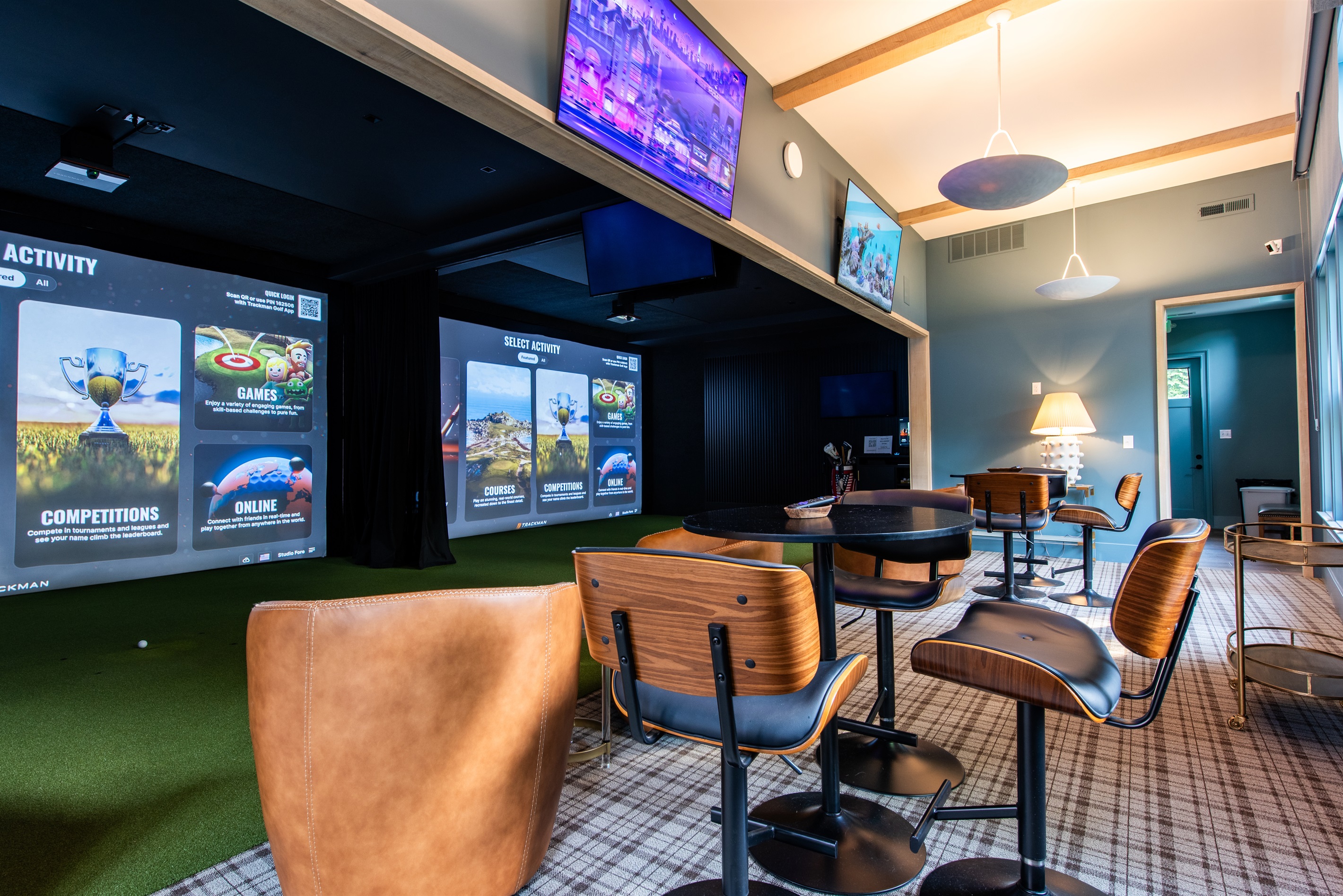 Kick back in comfort between swings, our lounge is ready for you.
