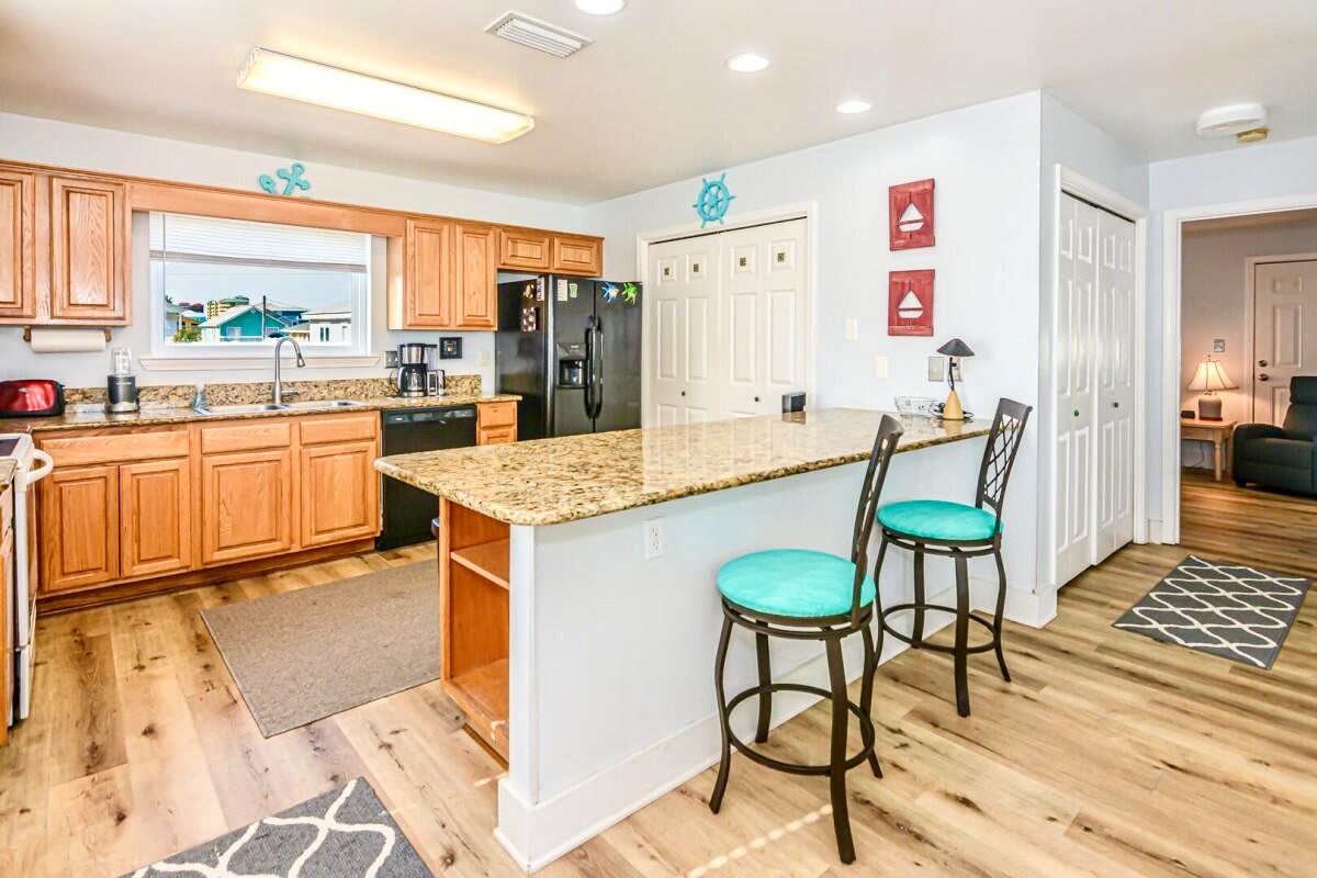 Bar counter seating, perfect for morning coffee or casual bites