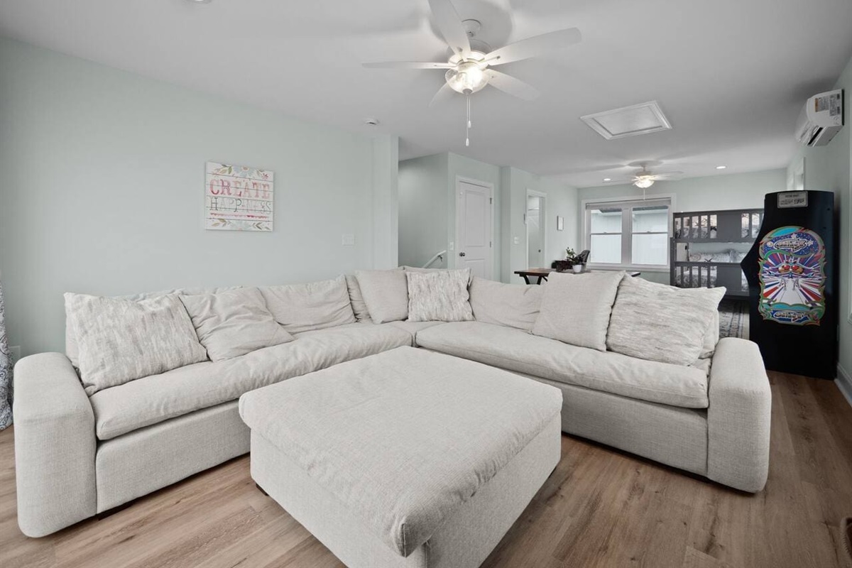 Comfy sectional on third floor