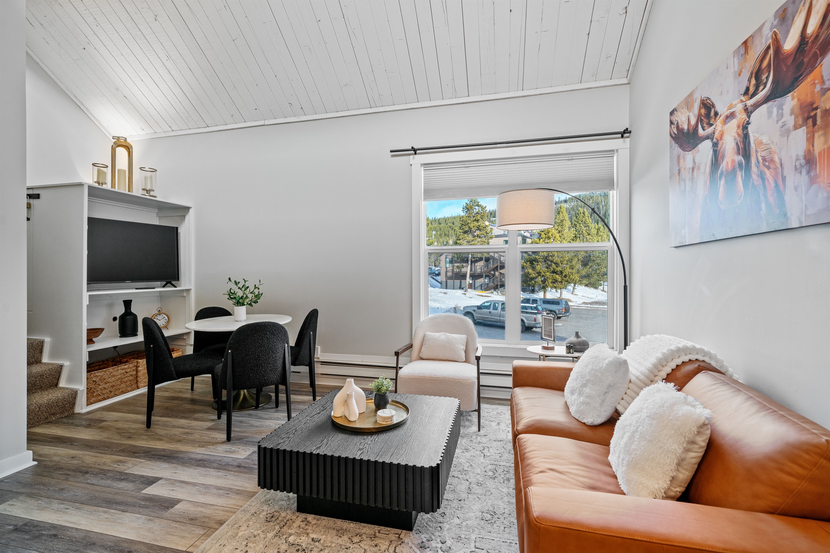 Relax in the open-concept kitchen, living room and dining room 