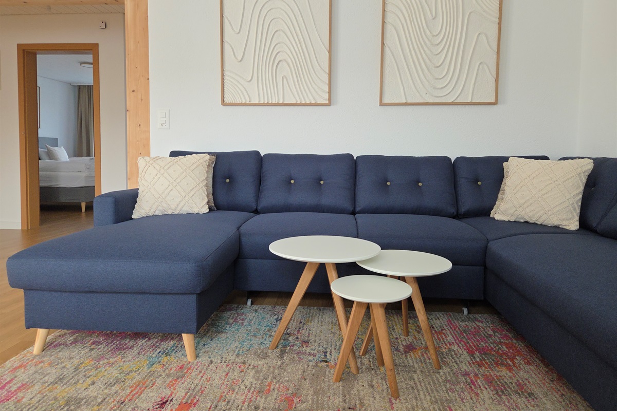 Living room with large couch / sofa bed