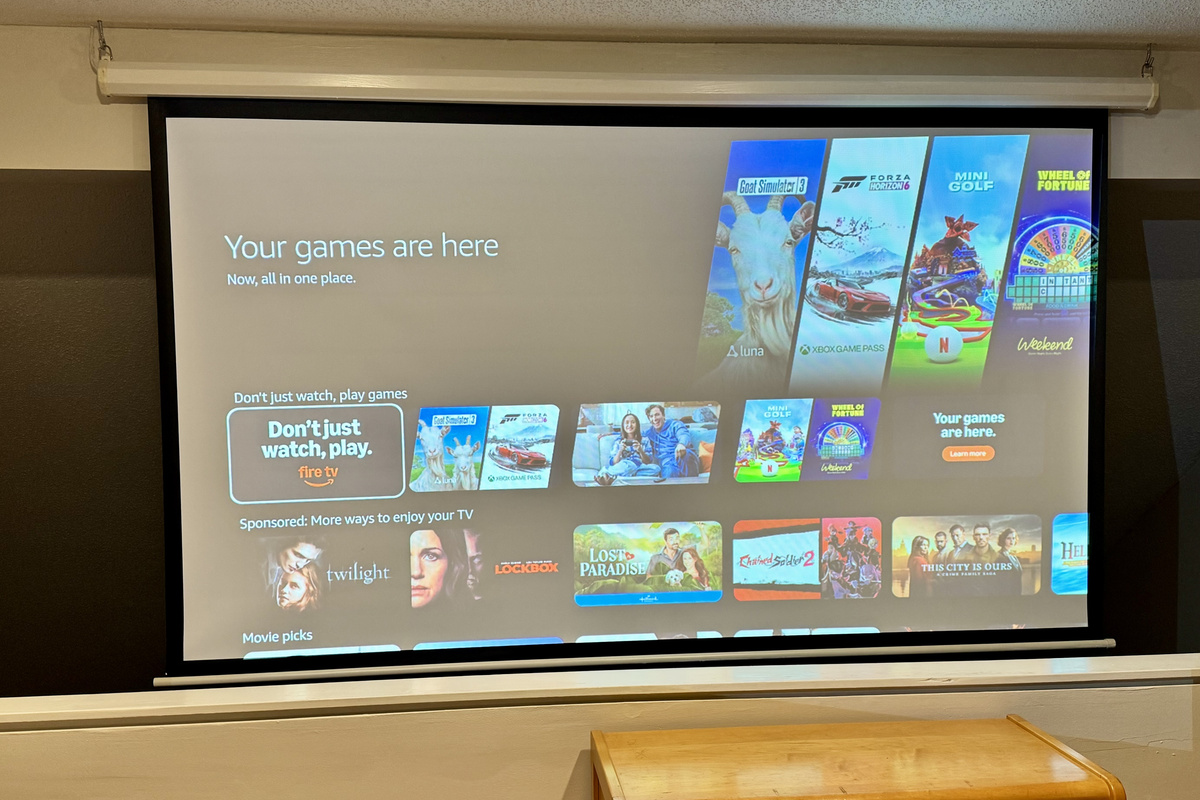 Screen and Projector Setup for Serious Movie Nights.