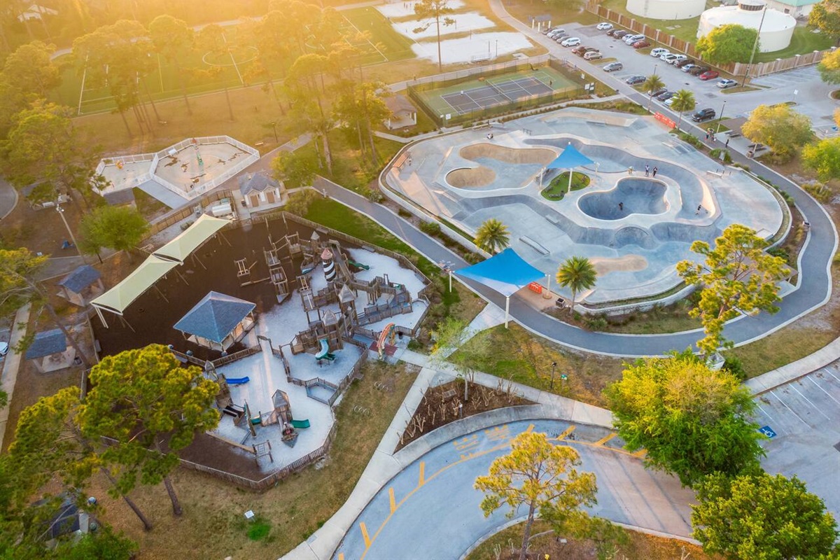Aerial view of nearby park