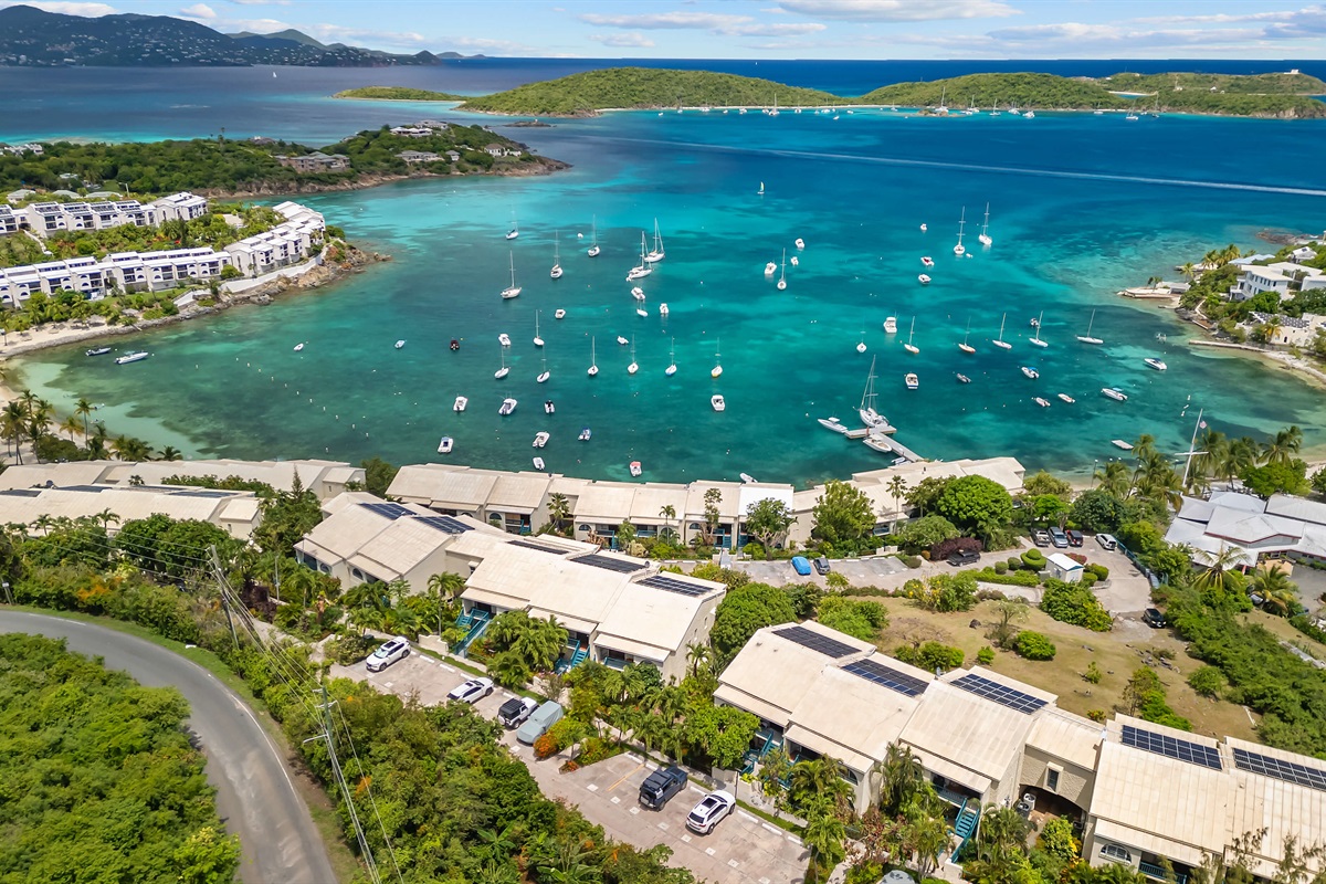 Cowpet Bay, a calm, family friendly bay with excellent snorkeling right off the beach