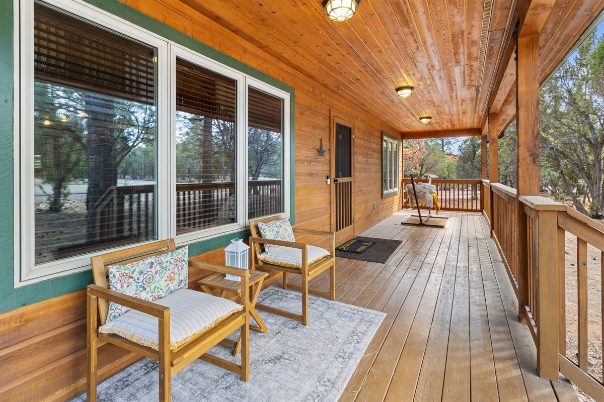 Soak in sunsets from the front covered porch