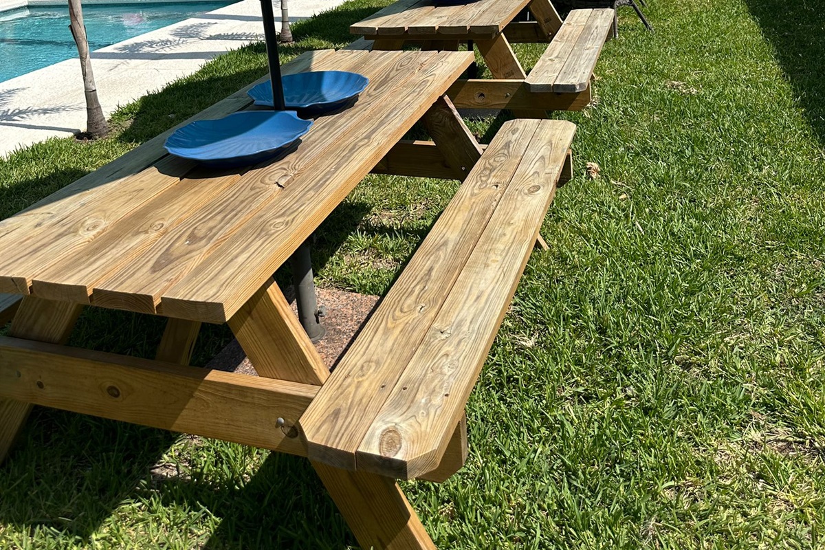 Plenty of outdoor seating with shady umbrellas!
