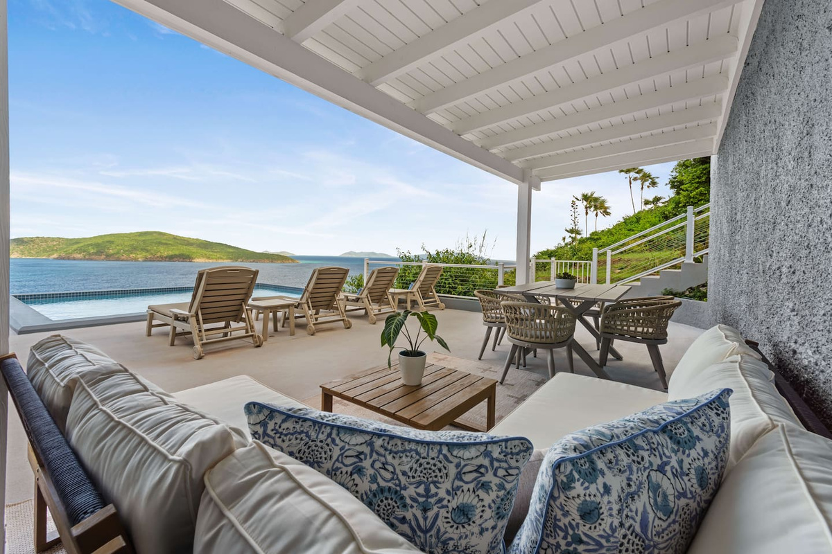 Enjoy the shade on the outdoor couch or soak up the sun on the chaise lounges! 