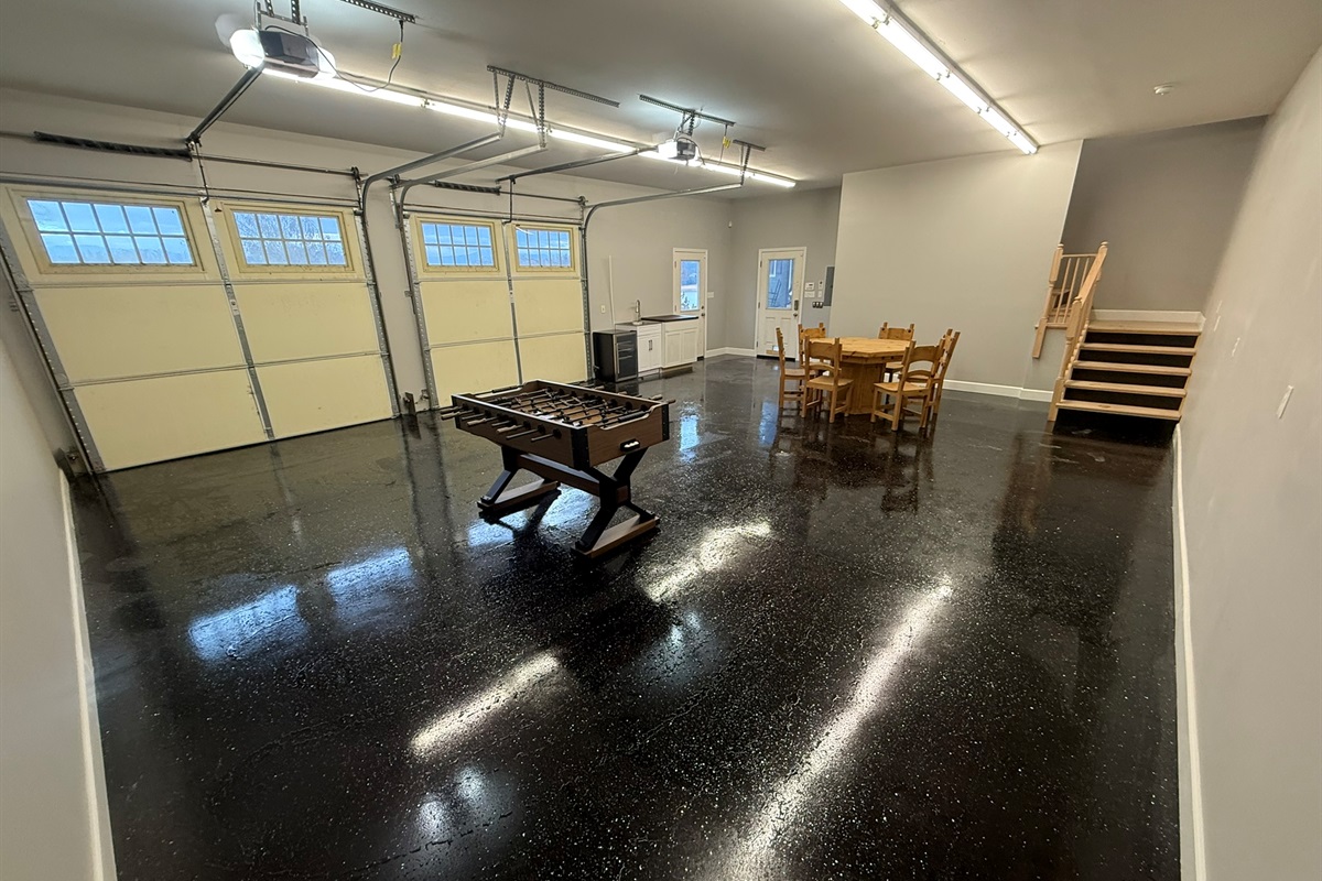 Game to soon have a pool table,  multi-arcade game, ping pong table, poker table, foosball, TV with additional arcade games. Is heated and cooled.