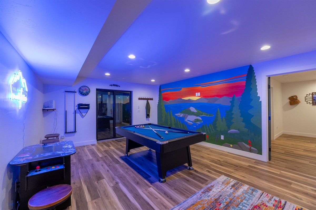 Arcade, Pool Table, Crater Lake Mural